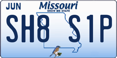 MO license plate SH8S1P