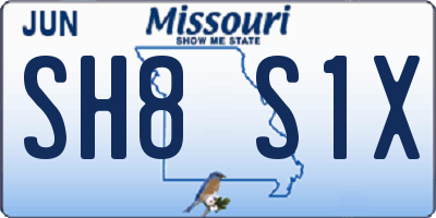 MO license plate SH8S1X