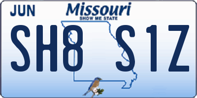 MO license plate SH8S1Z