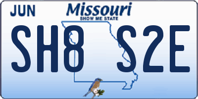MO license plate SH8S2E