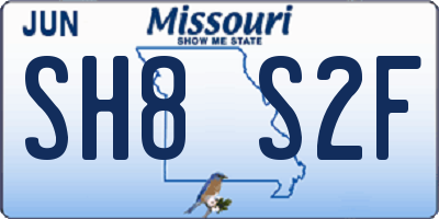 MO license plate SH8S2F