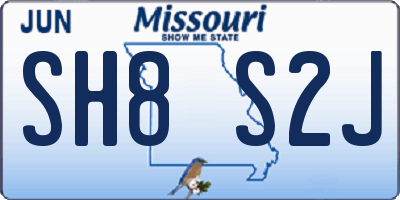 MO license plate SH8S2J