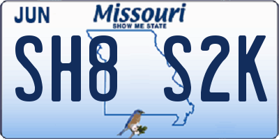 MO license plate SH8S2K