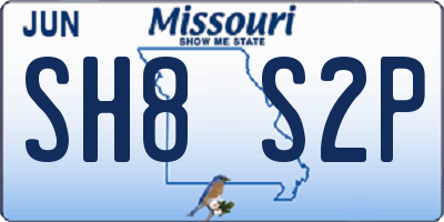 MO license plate SH8S2P