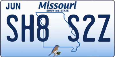 MO license plate SH8S2Z