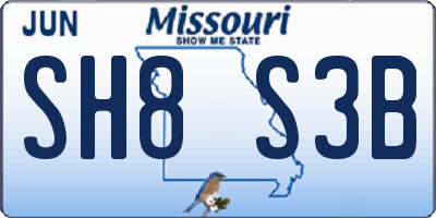 MO license plate SH8S3B