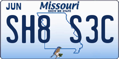 MO license plate SH8S3C