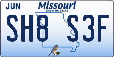 MO license plate SH8S3F