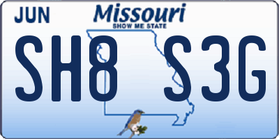 MO license plate SH8S3G