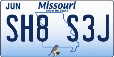 MO license plate SH8S3J