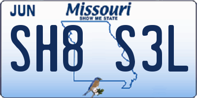 MO license plate SH8S3L