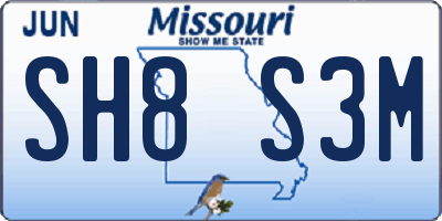MO license plate SH8S3M