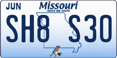 MO license plate SH8S3O