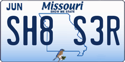 MO license plate SH8S3R