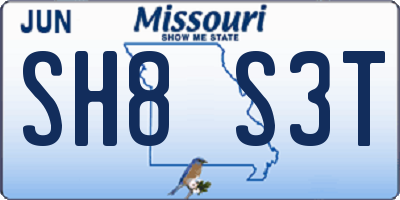 MO license plate SH8S3T