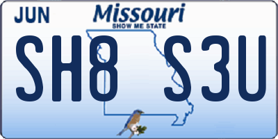 MO license plate SH8S3U