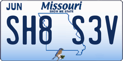 MO license plate SH8S3V