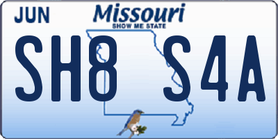 MO license plate SH8S4A