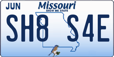 MO license plate SH8S4E