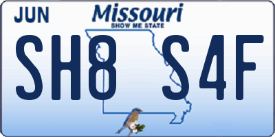 MO license plate SH8S4F