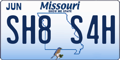 MO license plate SH8S4H