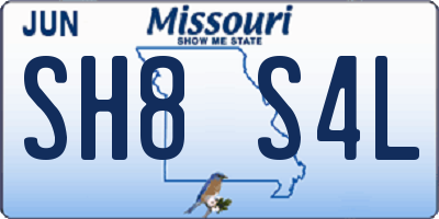 MO license plate SH8S4L