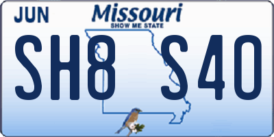 MO license plate SH8S4O