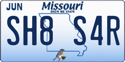 MO license plate SH8S4R