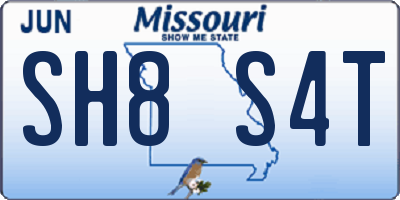 MO license plate SH8S4T