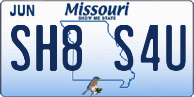 MO license plate SH8S4U