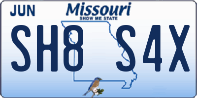 MO license plate SH8S4X
