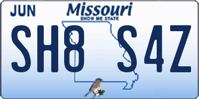 MO license plate SH8S4Z