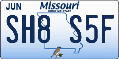 MO license plate SH8S5F