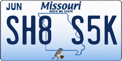 MO license plate SH8S5K