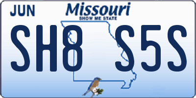 MO license plate SH8S5S