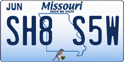 MO license plate SH8S5W