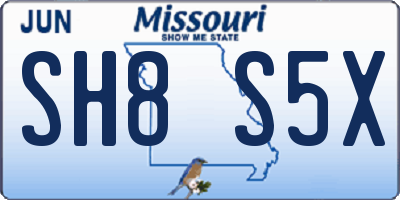MO license plate SH8S5X
