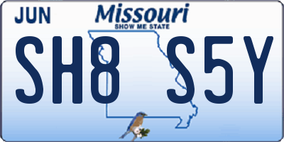 MO license plate SH8S5Y