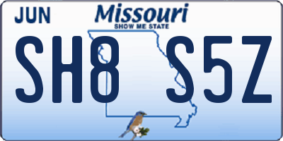 MO license plate SH8S5Z