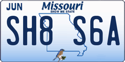 MO license plate SH8S6A