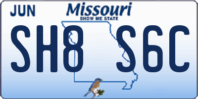 MO license plate SH8S6C