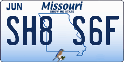 MO license plate SH8S6F