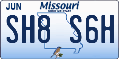 MO license plate SH8S6H