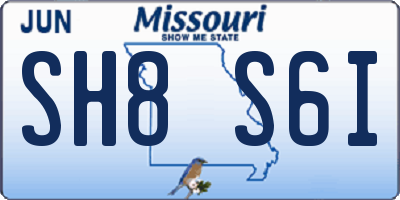 MO license plate SH8S6I