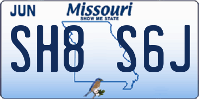 MO license plate SH8S6J
