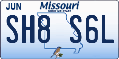 MO license plate SH8S6L