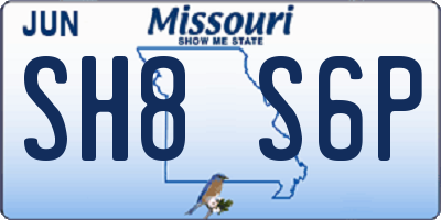 MO license plate SH8S6P