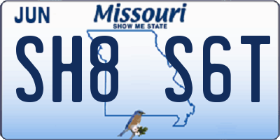 MO license plate SH8S6T