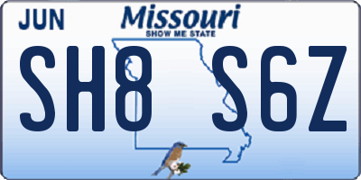MO license plate SH8S6Z