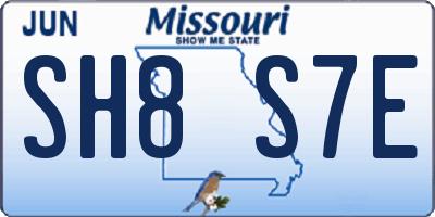 MO license plate SH8S7E